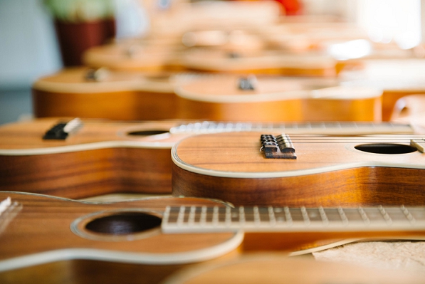 View of ukuleles on a table