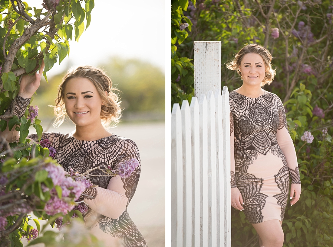 White Fence, Purple Lilacs, Senior Portraits, Utah Senior Portraits, Amanda Nelson Photography
