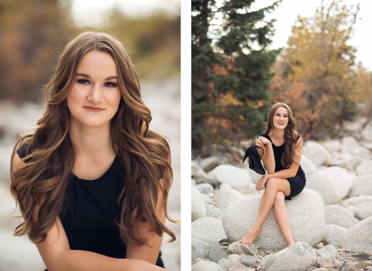 Brighton High School | Salt Lake City Senior Portraits | Utah Senior Portraits | Little Cottonwood Canyon | Autumn leaves | Fall Senior Portraits | little black dress | ANP Senior Model Team