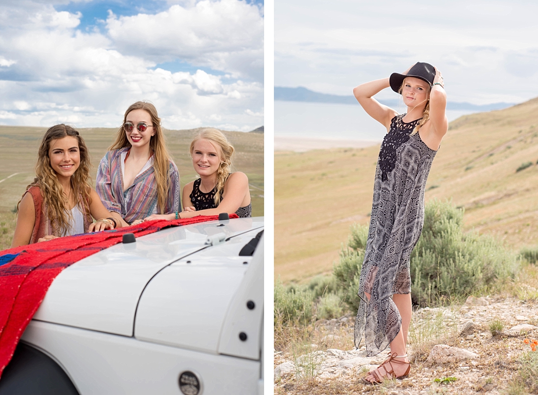 ANP Model Team | Brighton High School | Antelope Island | Sunglasses | Boho Styled Shoot | White dress | Utah Senior Portraits } Salt Lake City Senior Portraits