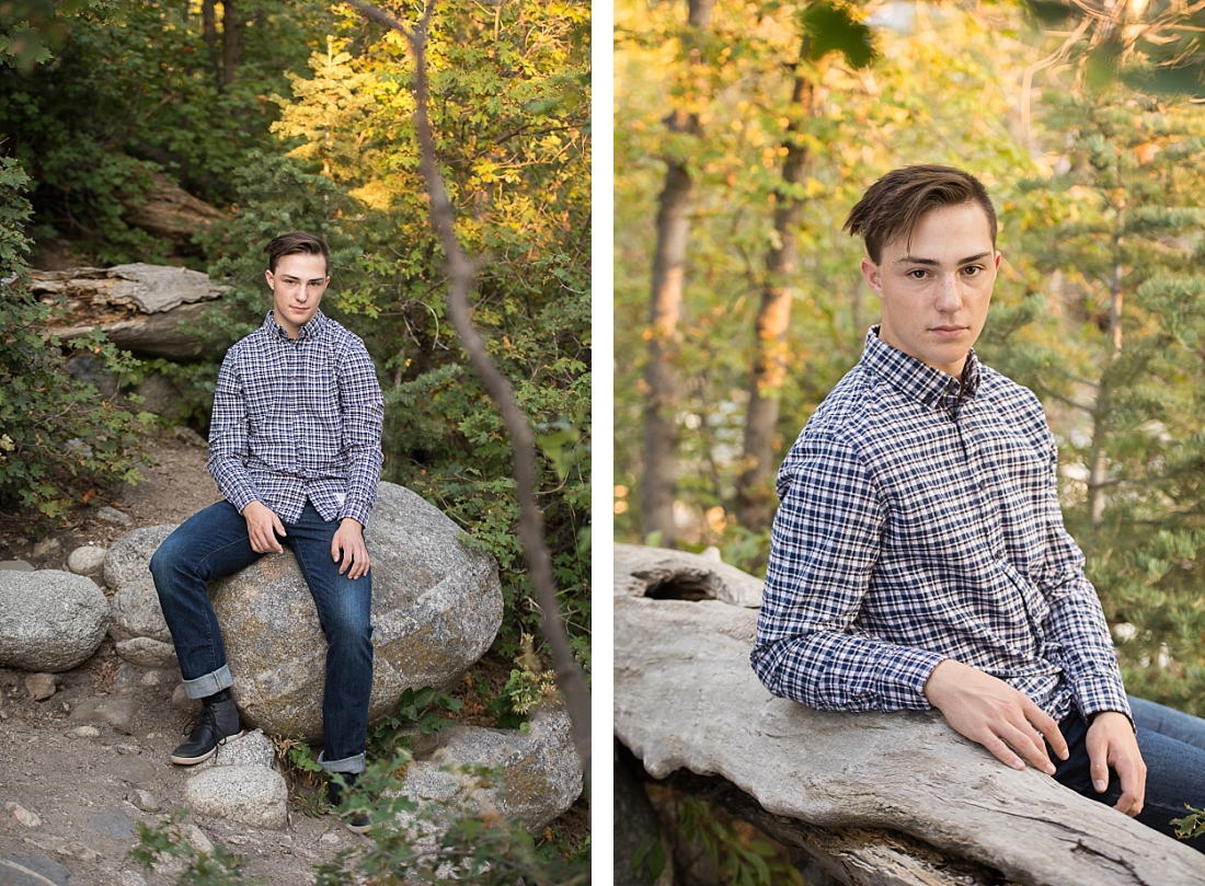 Utah Senior Portraits boy in plaid shirt in the mountains