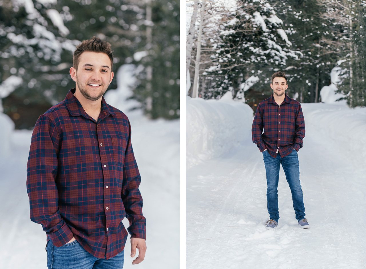 senior portraits in the snow